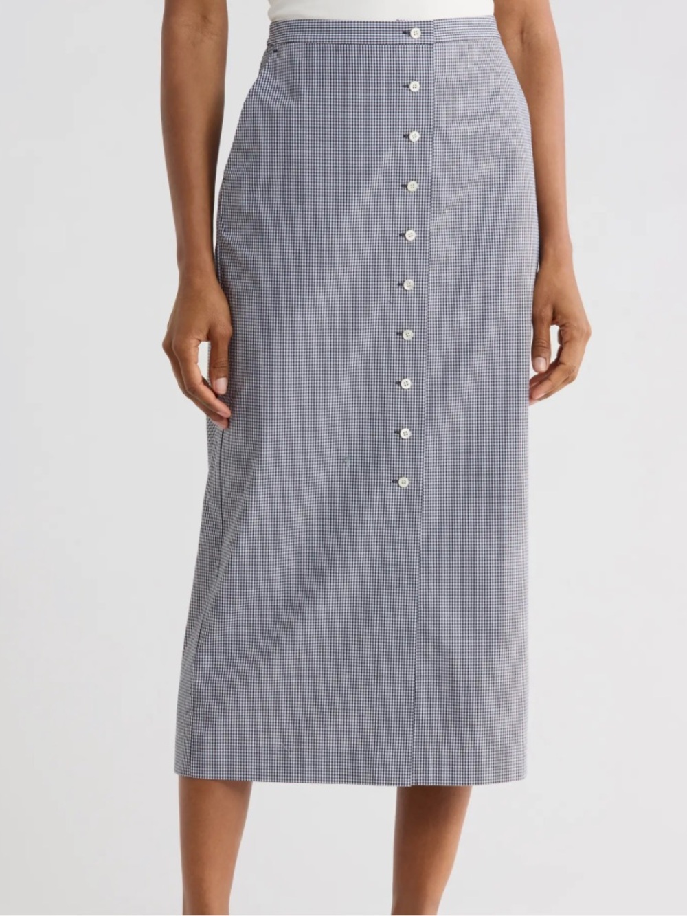 FRAME Button-Front checked  Midi Skirt - Black White size 4